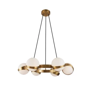 Hanglamp Celine Opaal Glas - 6 lichts Rond