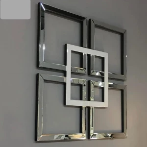 Geometrische Wanddecoratie/Spiegel Zilver / Spiegelglas 60 x 80 cm