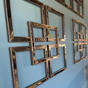 Geometrische Wanddecoratie/Spiegel Brons 60 x 80 cm
